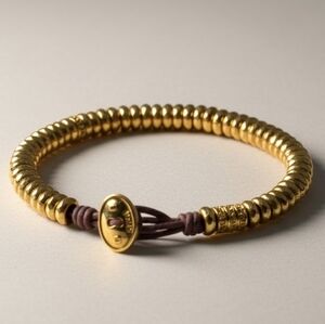 Fossil Gold Beaded Bracelet 7 inches long Crystal Beads Preppy Whimsical